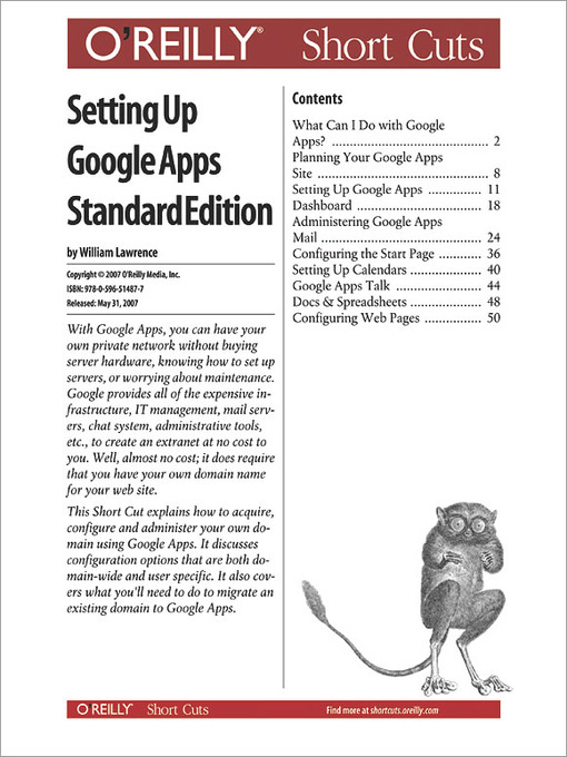 Title details for Setting Up Google Apps Standard Edition by William Lawrence - Available